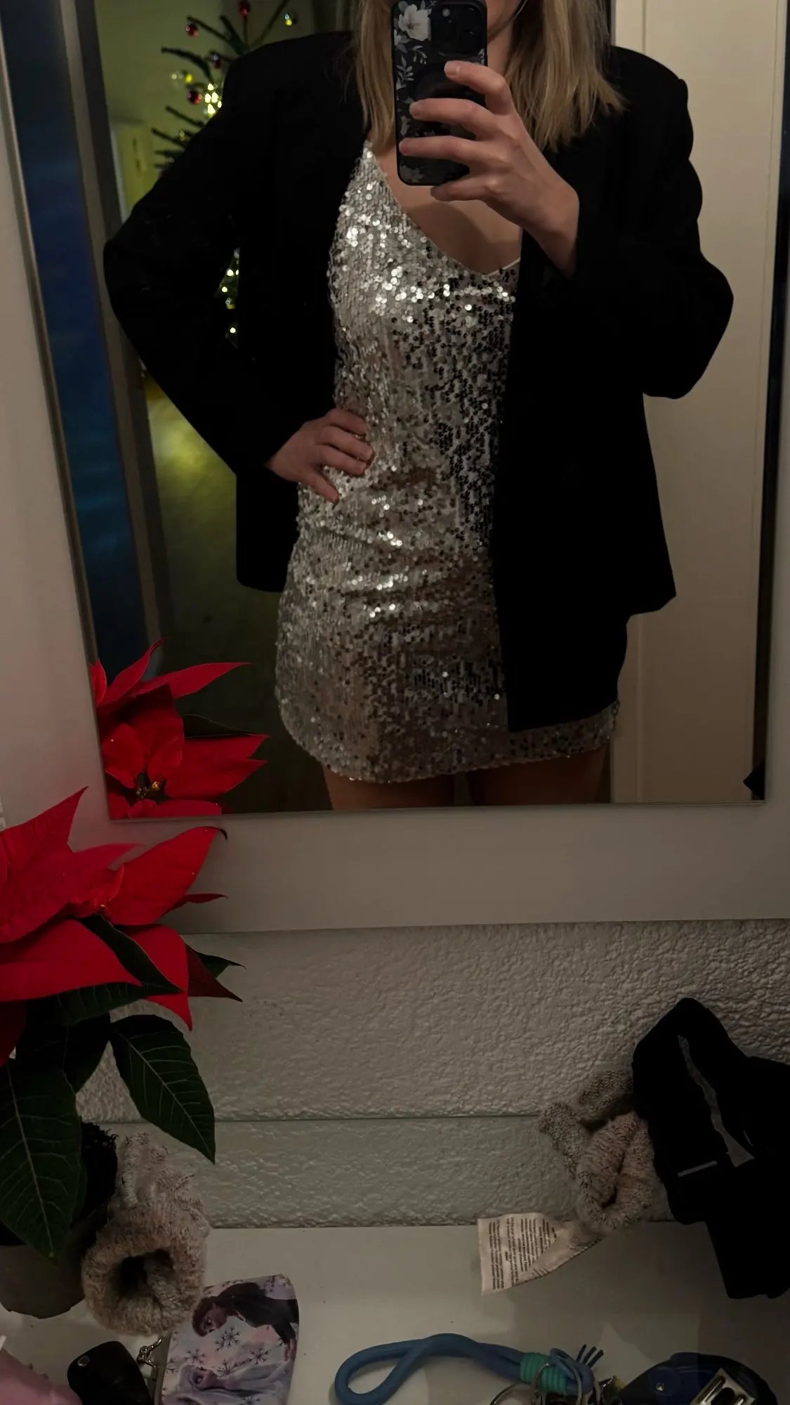 Christmas Dress Women Sequined Backless Mini Sleeveless Off Shoulder