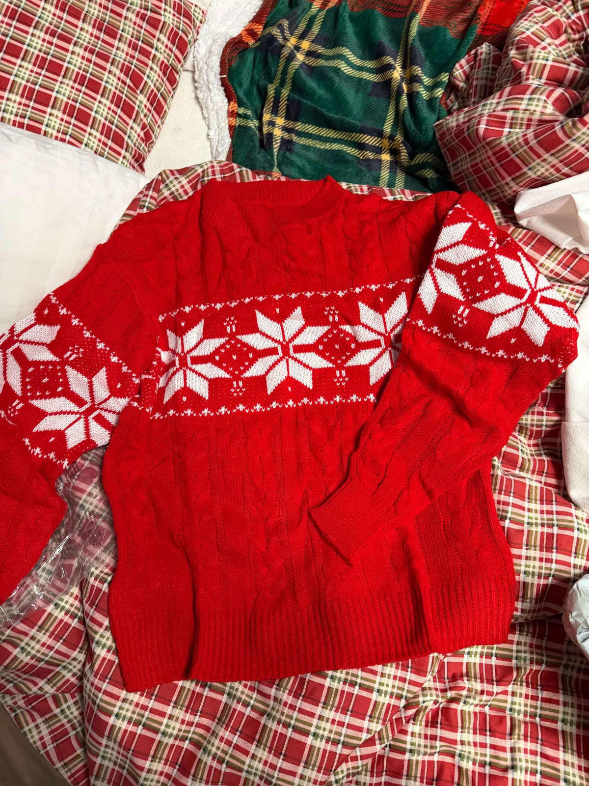 Christmas Jumper Women Knitted Snowflake Pattern Long Sleeve Top
