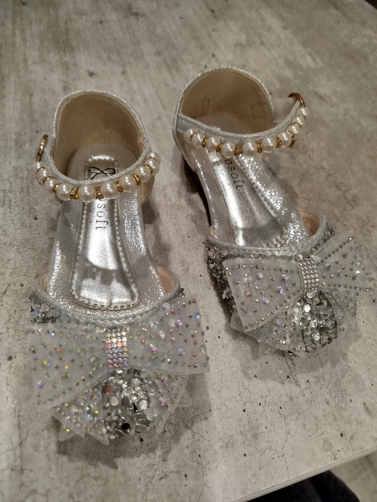 Kids Sandals Little Girls Flat Heel Bow Sequin Rhinestone Glitter Bling