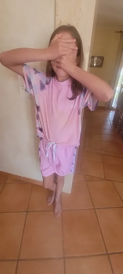 Girls Swimsuit One Piece Short Sleeve Toddler Kids 3 to 10 Years