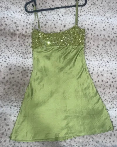 Sequin Party Dress Women Mini Tassel Spaghetti Strap Square Neck