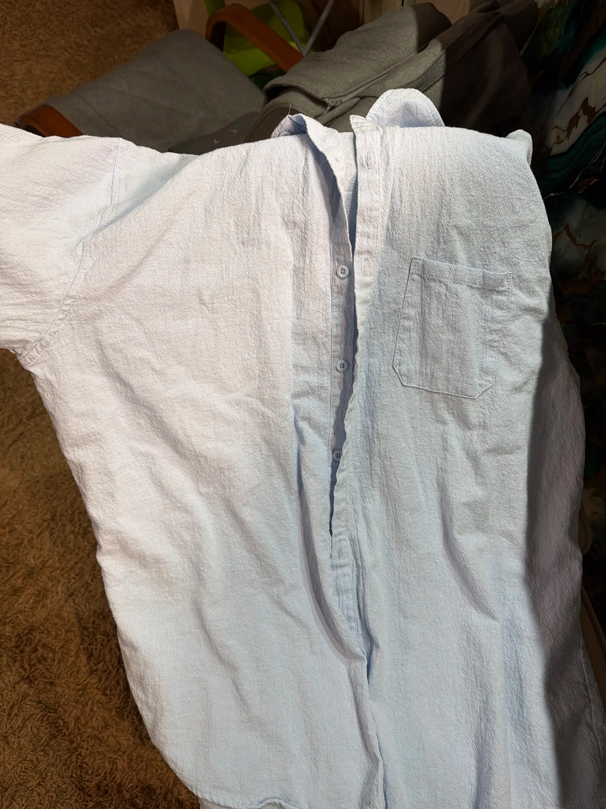 Linen Shirt Men Short Sleeve Cotton Casual Button Up Lightweight