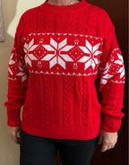 Christmas Jumper Women Knitted Snowflake Pattern Long Sleeve Top