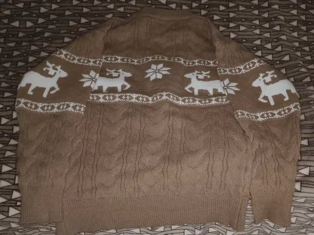 Christmas Jumper Men | Thick Knit Reindeer Pattern Winter Warm
