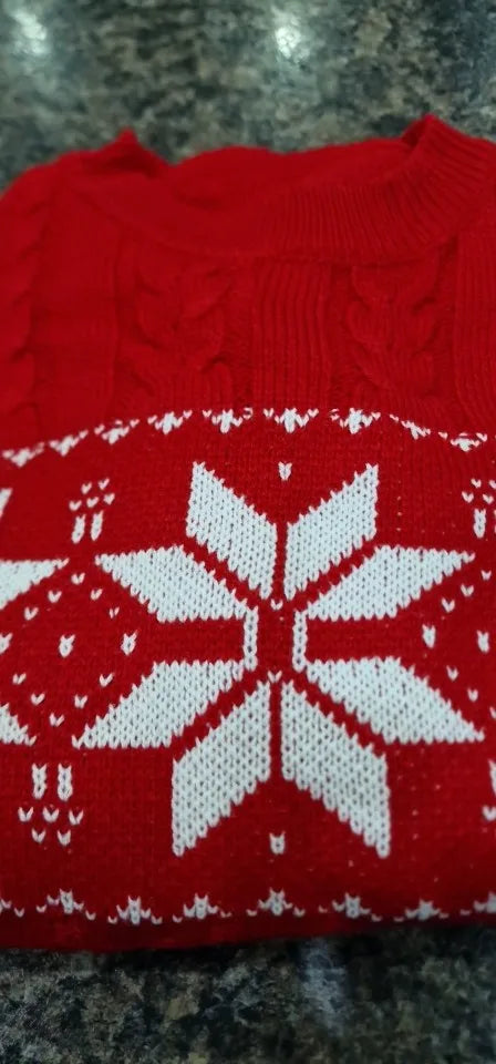 Christmas Jumper Women Knitted Snowflake Pattern Long Sleeve Top