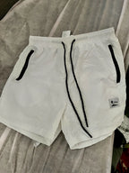 Men Swim Shorts Seersucker Quick Dry Mesh Lined Zipper Pockets