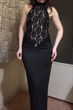 Wrap dress women sleeveless stretch knit ankle length maxi dress