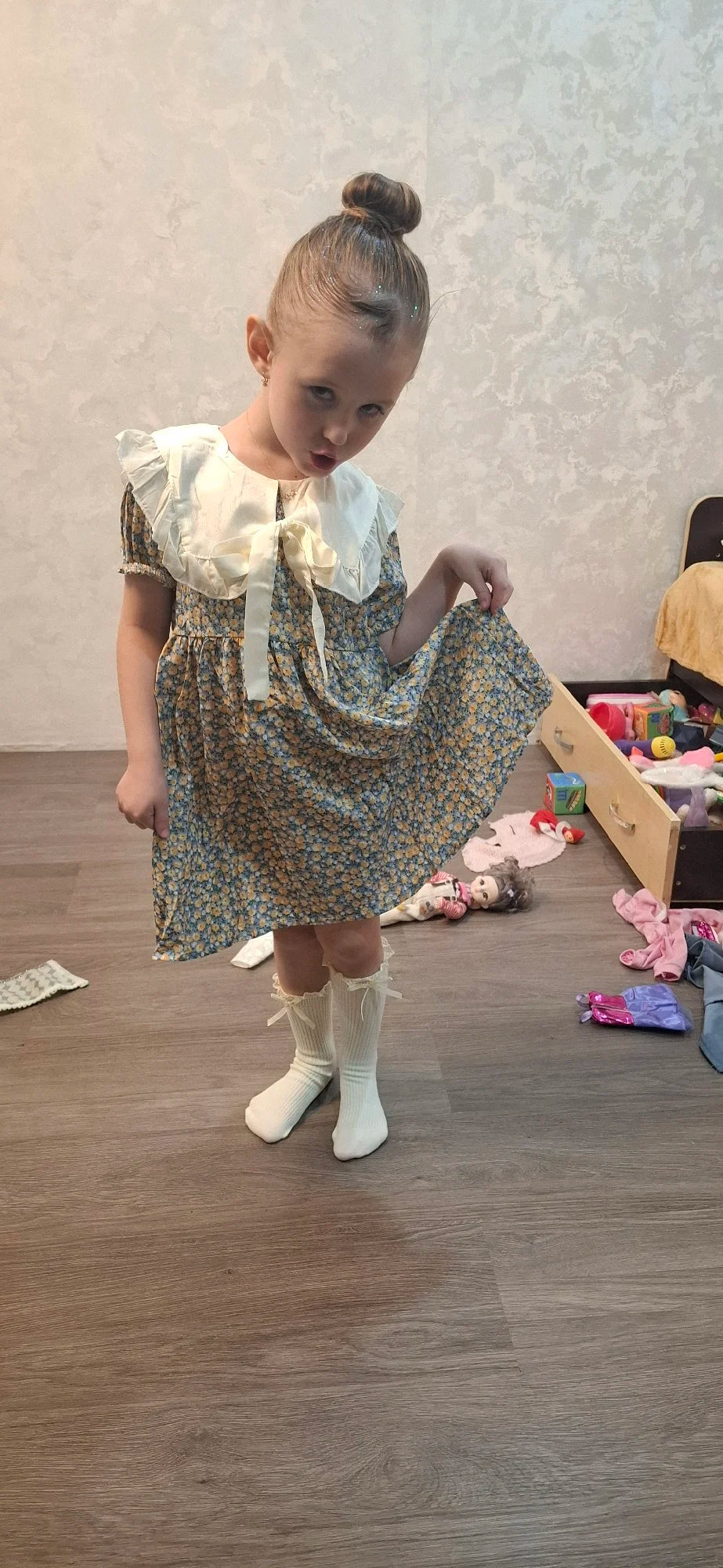 Girls Party Dress Floral Princess Bow A Line Toddler Summer Kids