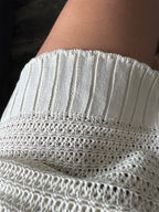 Beach Cover Up Dress Women Crochet Knit Halter Ruffle Mini Beige