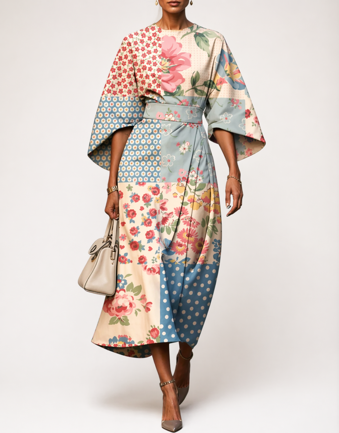 Summer Dress | Women Patchwork Kimono Sleeve Dress