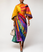 Summer Dress | Women Patchwork Kimono Sleeve Dress