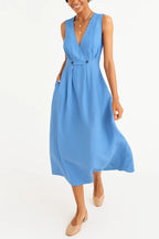 Women linen dress relaxed fit lightweight breathable straight cut