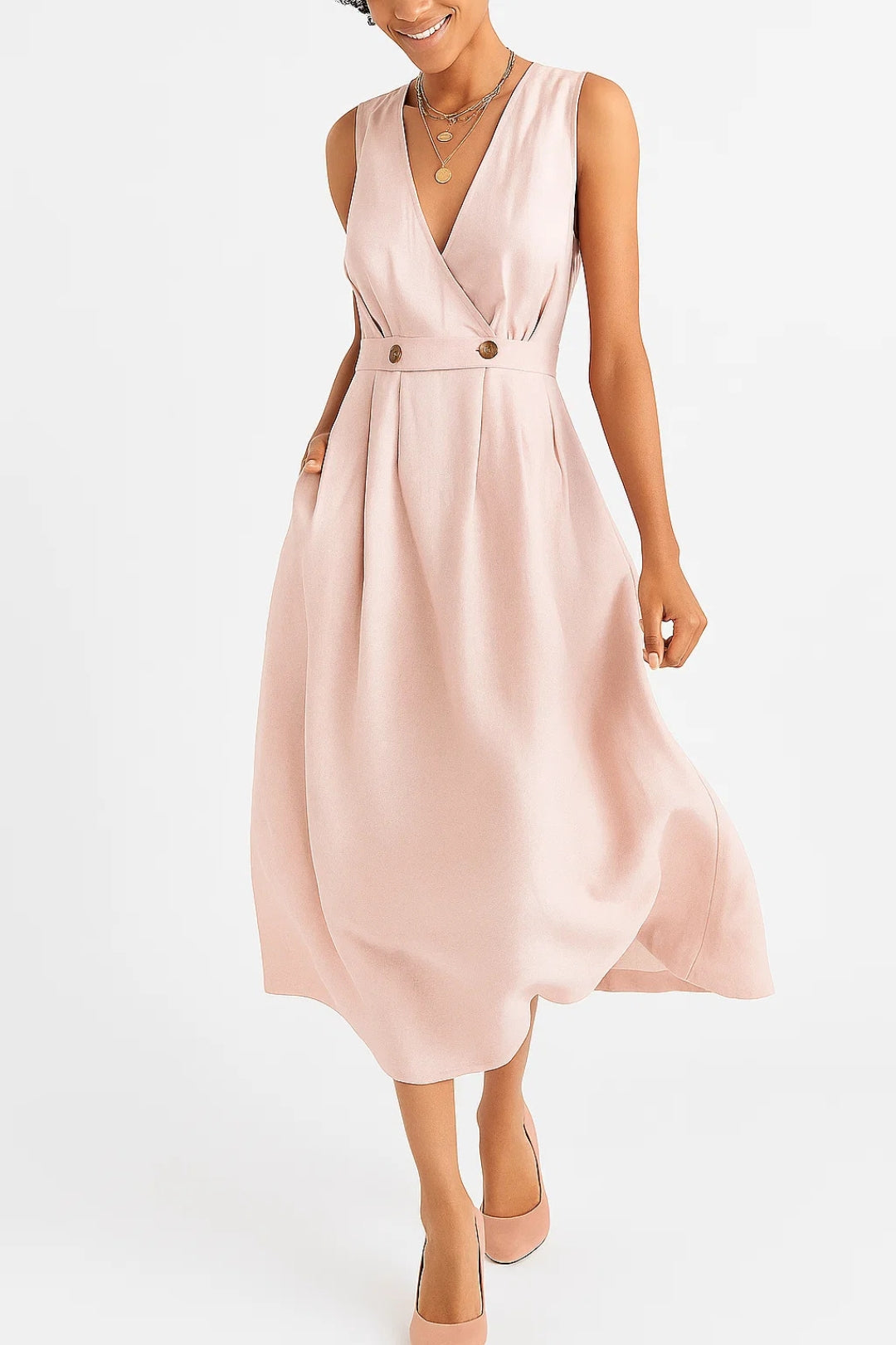 Women linen dress relaxed fit lightweight breathable straight cut