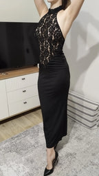 Wrap dress women sleeveless stretch knit ankle length maxi dress