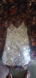 Christmas Dress Women Sequined Backless Mini Sleeveless Off Shoulder