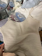 Beach Cover Up Dress Women Crochet Knit Halter Ruffle Mini Beige