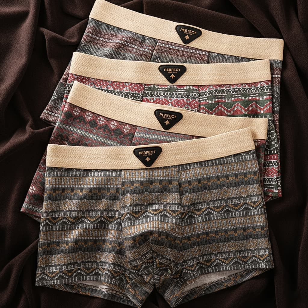 Men Organic Cotton Boxer Briefs Retro