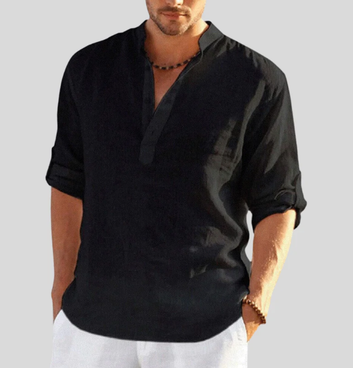 Embla | Men's Linen Shirt | V-Neck, Relaxed Fit, Summer