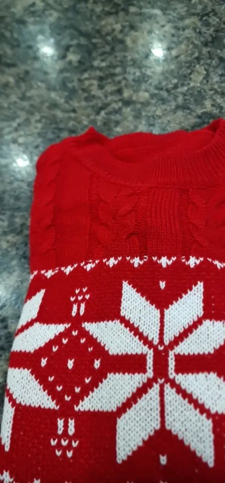 Christmas Jumper Women Knitted Snowflake Pattern Long Sleeve Top