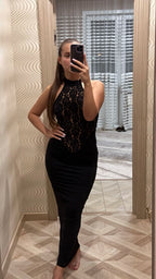 Wrap dress women sleeveless stretch knit ankle length maxi dress