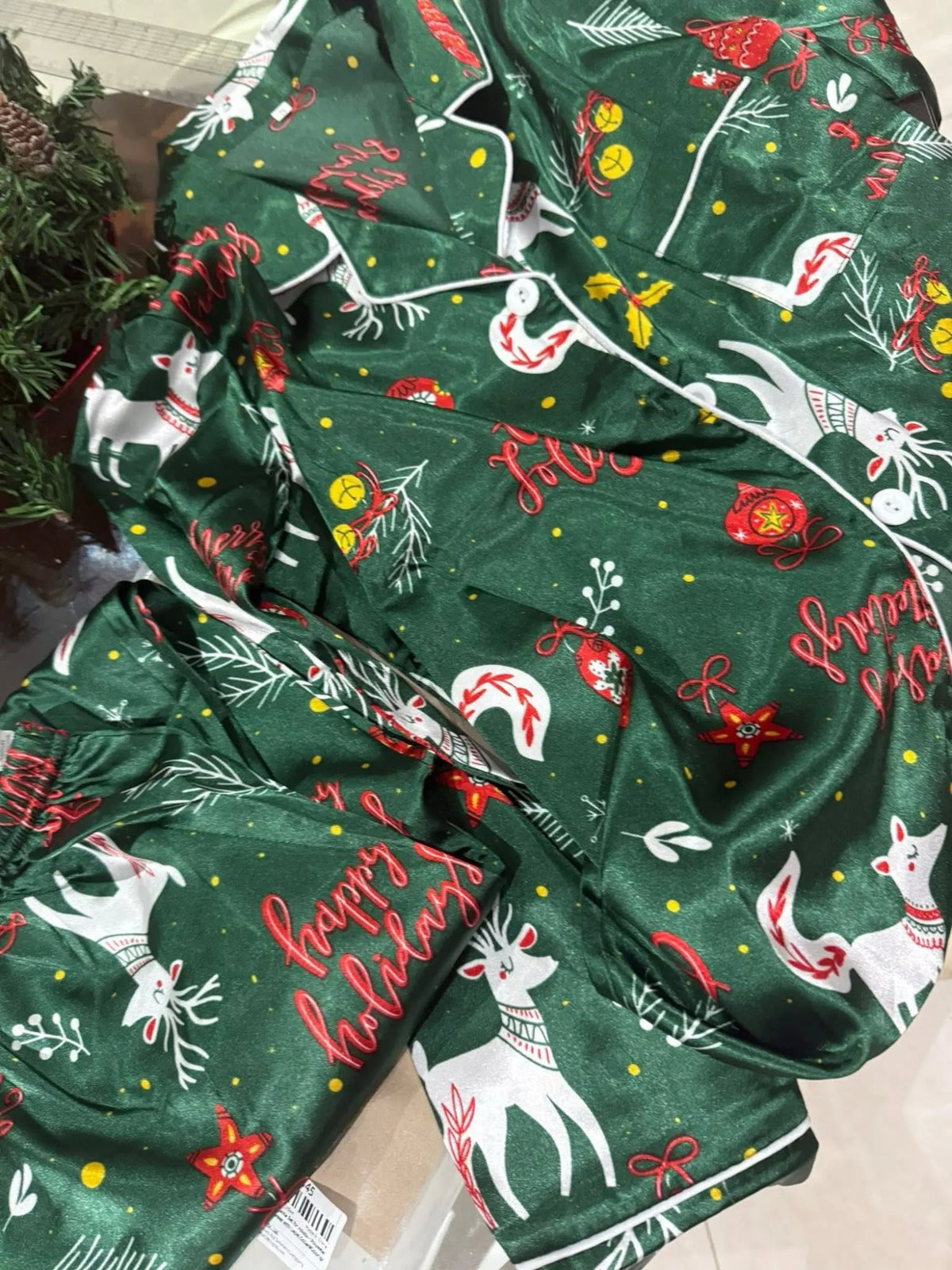Christmas Pajamas Women 2 Piece Reindeer Print Long Sleeve Set