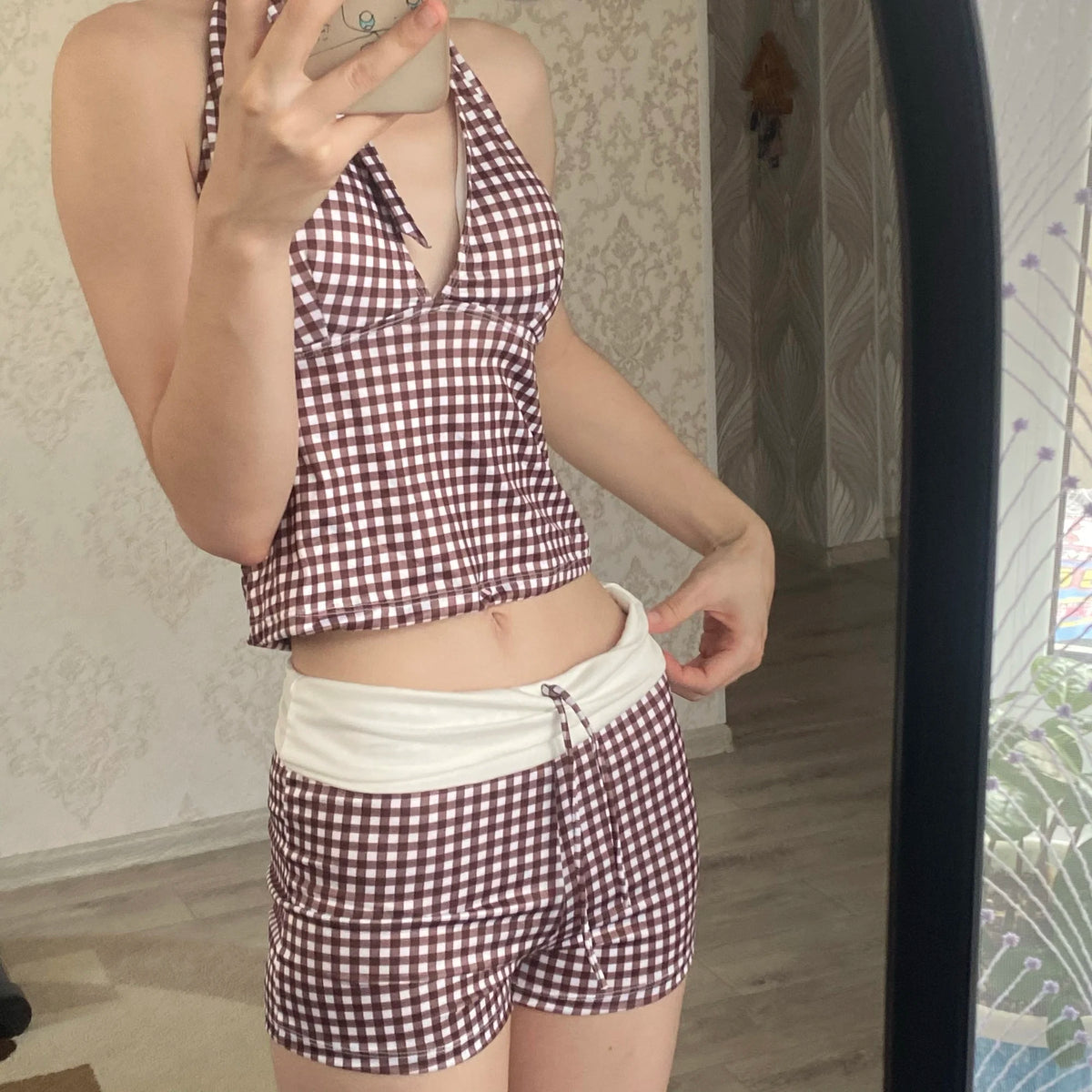 Bikini Set High Waist Women Deep V Push Up Two Piece Swimsuit