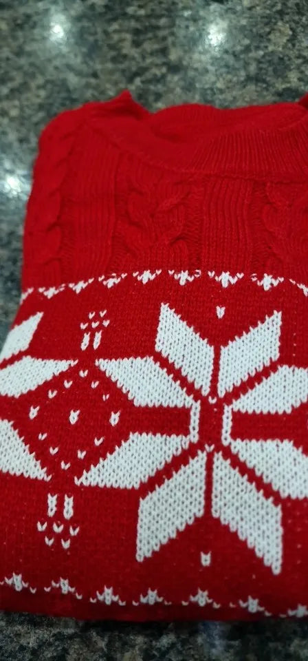Christmas Jumper Women Knitted Snowflake Pattern Long Sleeve Top
