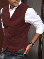 Hazel | Men's Waistcoat | Herringbone, Tailored Fit | Wool Blend