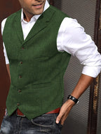 Hazel | Men's Waistcoat | Herringbone, Tailored Fit | Wool Blend