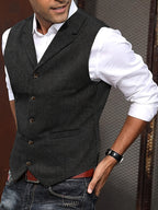 Hazel | Men's Waistcoat | Herringbone, Tailored Fit | Wool Blend