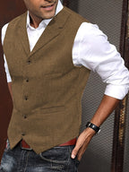 Hazel | Men's Waistcoat | Herringbone, Tailored Fit | Wool Blend