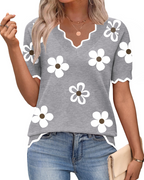 Odette | Women's Short Sleeve V-Neck Top | Lightweight Knit, Business Casual