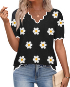 Odette | Women's Short Sleeve V-Neck Top | Lightweight Knit, Business Casual