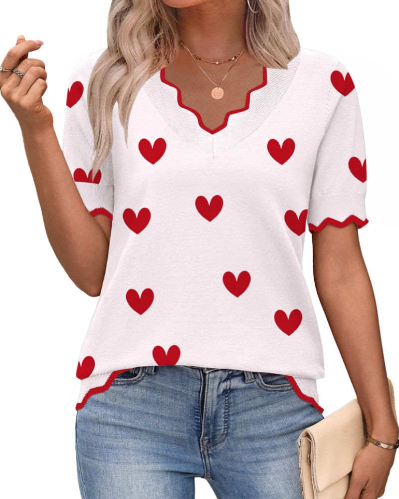 Odette | Women's Short Sleeve V-Neck Top | Lightweight Knit, Business Casual