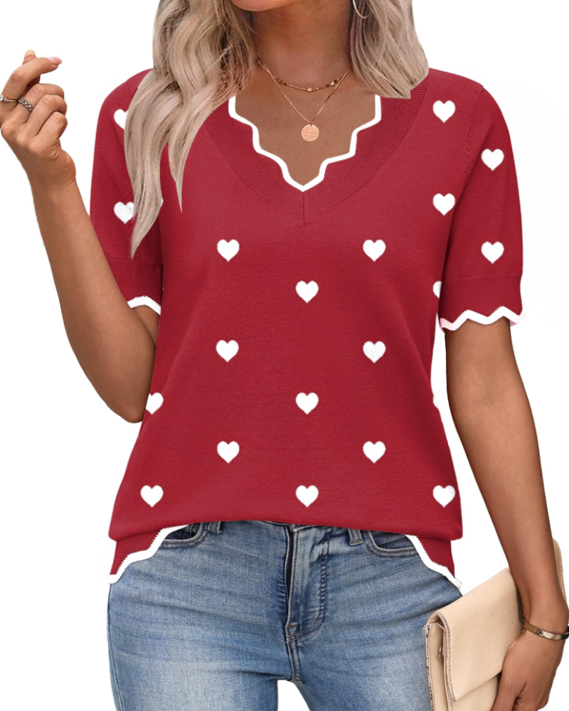 Odette | Women's Short Sleeve V-Neck Top | Lightweight Knit, Business Casual