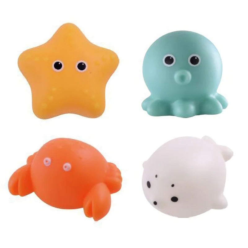 Faye | Bath Toys | Light-Up Sea Animals for Kids | Set of 4 with Net