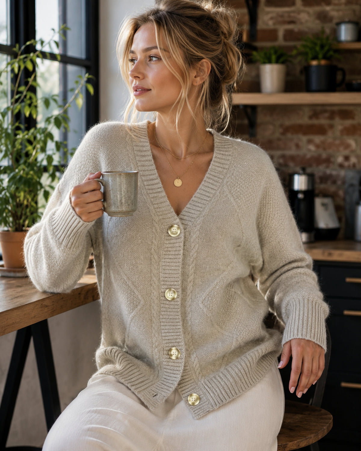 Selene | Women's Cashmere Cardigan | Button-Front, Long Sleeve