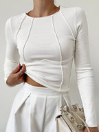 Halcyon | Women's Ribbed Top | Slim Fit, Seam Detail | Lightweight