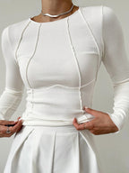 Halcyon | Women's Ribbed Top | Slim Fit, Seam Detail | Lightweight