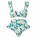 Women Bikini Sets Floral Ruffle 3 Piece with Wrap Skirt | Linnea