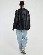 Quinn | Women's Oversized PU Leather Jacket | Faux Leather, Relaxed Fit