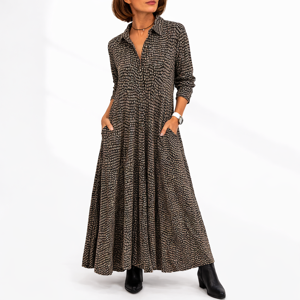 Valentina | Midi Shirt Dress | Relaxed Fit, Long Sleeve | Side Pockets