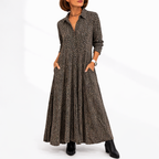 Women Shirt Dress Midi Relaxed Fit Long Sleeve | Hazel
