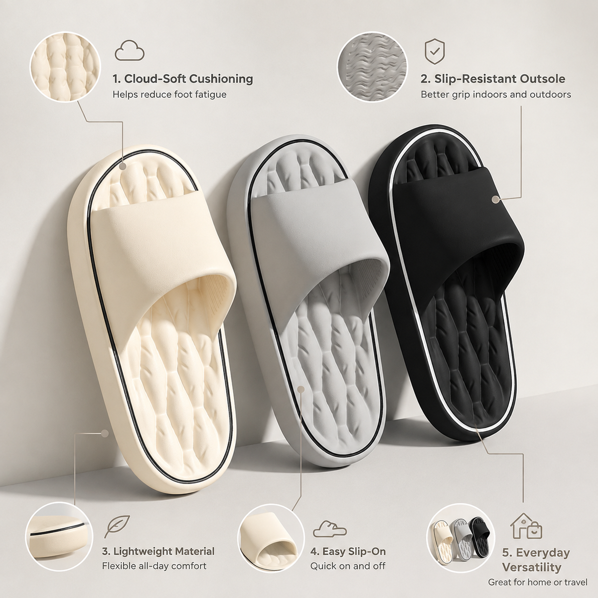 Orthopedic Slippers Women | Cushioned Footbed | Non Slip Sole