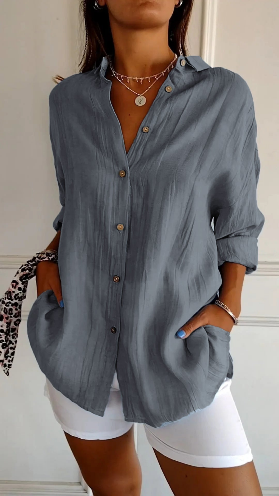Nova | Women's Linen Oversized Button-Down Shirt | Collared