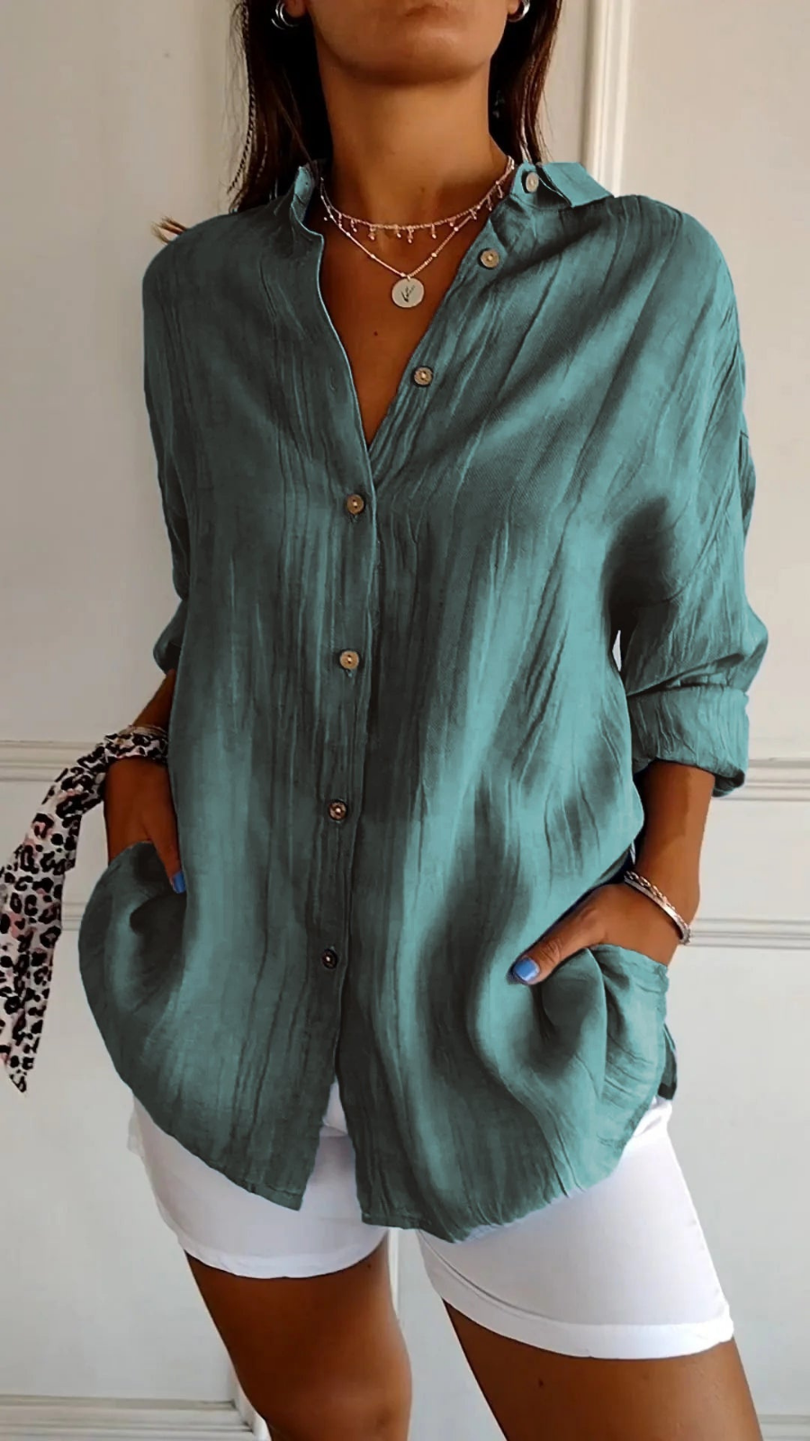 Nova | Women's Linen Oversized Button-Down Shirt | Collared