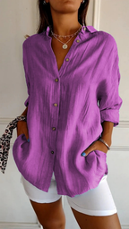 Nova | Women's Linen Oversized Button-Down Shirt | Collared