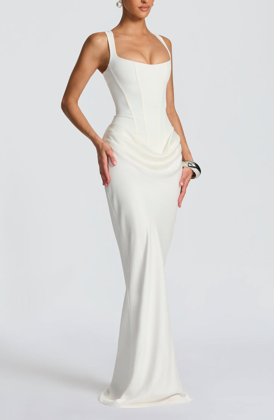 Maxi Dress Corset Bodice Square Neck Floor Length | Odette