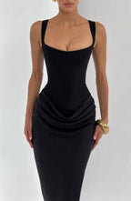Maxi Dress Corset Bodice Square Neck Floor Length | Odette