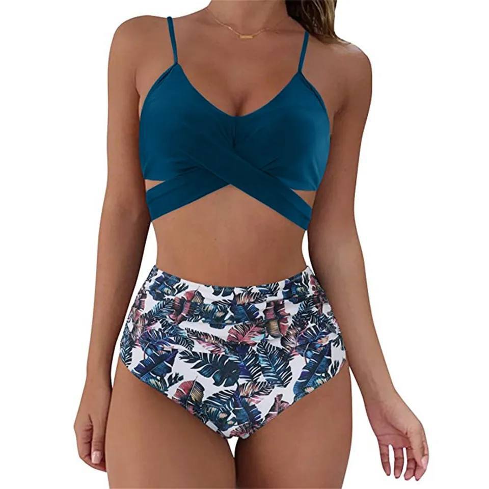 High Waist Bikini Set Womens Two Piece Swimwear Padded Cups